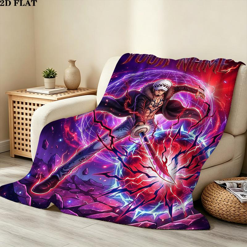 Custom Name,Trafalgar Law Printed Flannel Blanket, soft throw for bedroom sofa, washable, Christmas present, great gift.