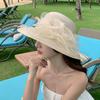 Summer New Organza Flower Pot Hat Women's Elegant Outdoor Sunshade Cap Fashion Causal Large Brim Bucket Fisherman Hat