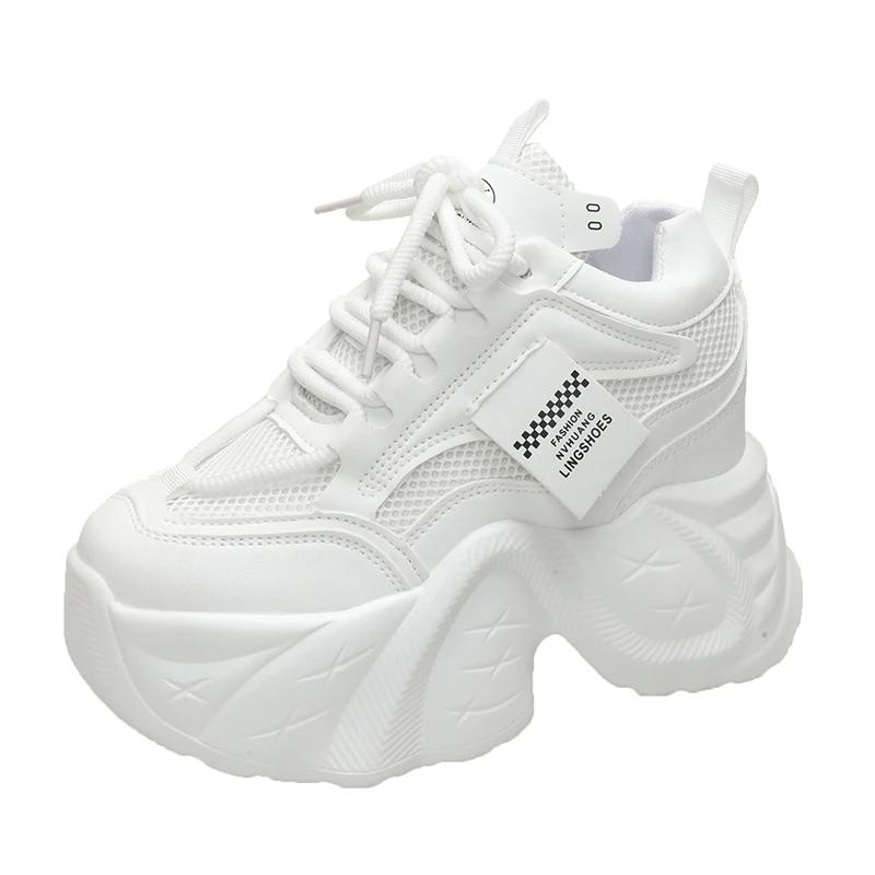 Fashion 11CM New Autumn Breathable Women Casual Shoes Fashion High Heels Women Wedges Heels Sneakers Thick Sole Trainers Platform Shoes