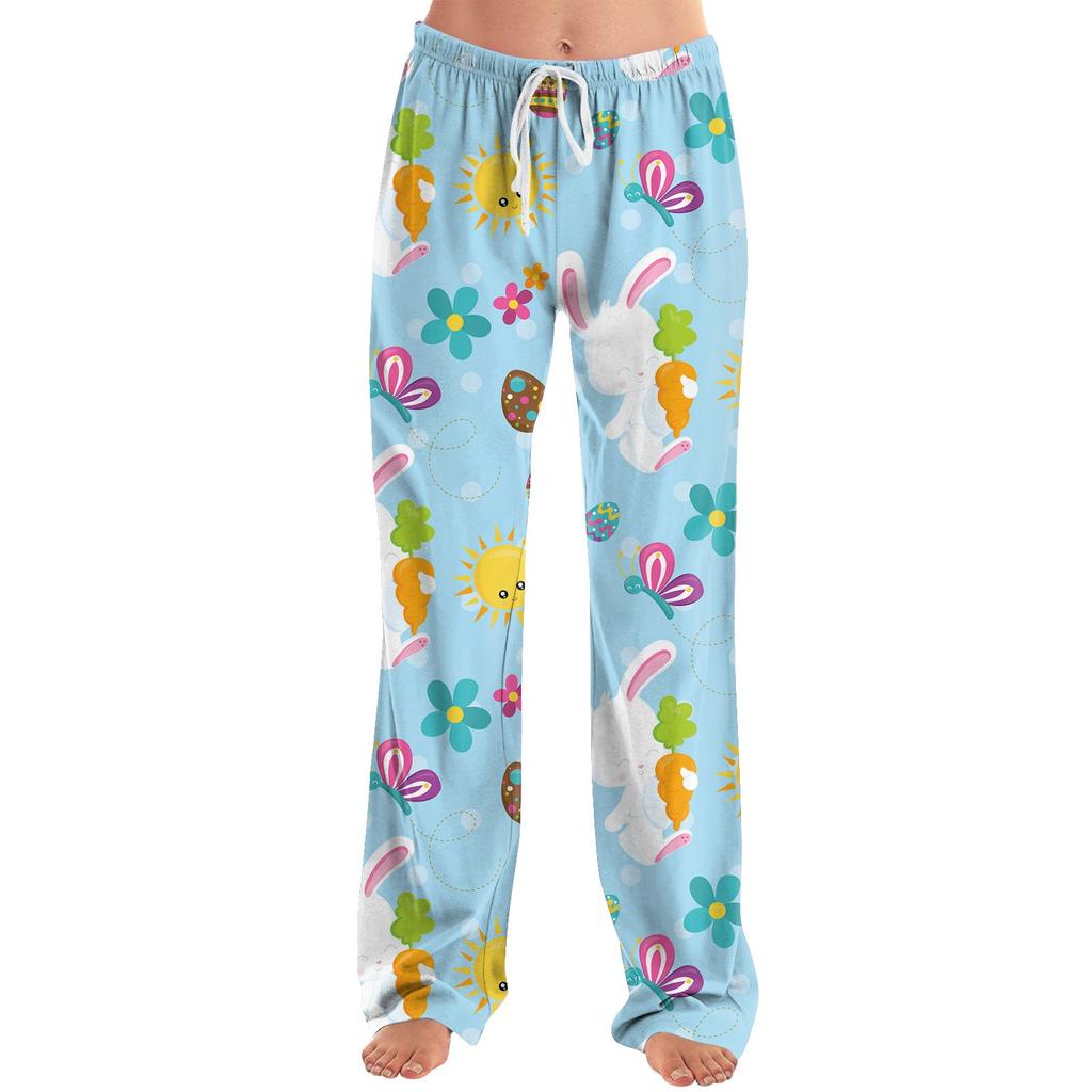 Женские модные свободные повседневные брюки с пасхальным принтом