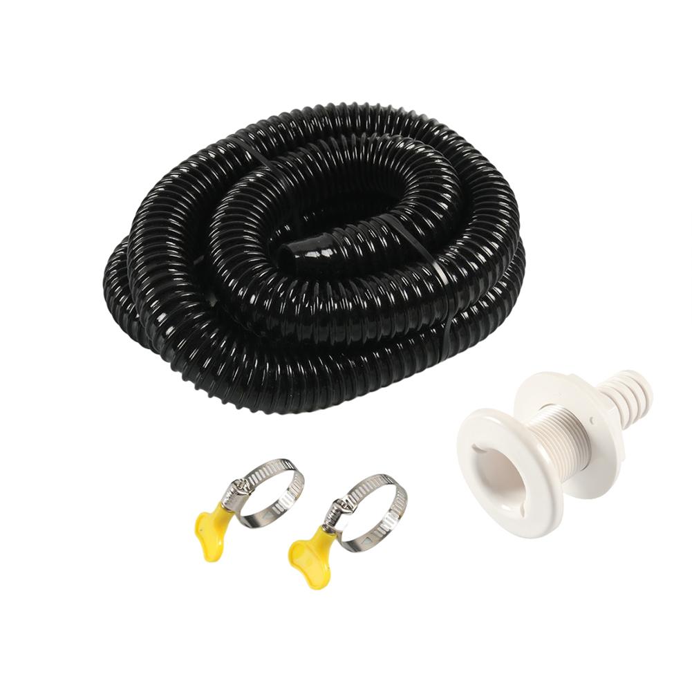 Bilge Pump Hose Installation Kit 2pcs Clamps 6ft Hose Thru Hull Connector for Boats PVC Flexible Bilge Pump Hose Kit