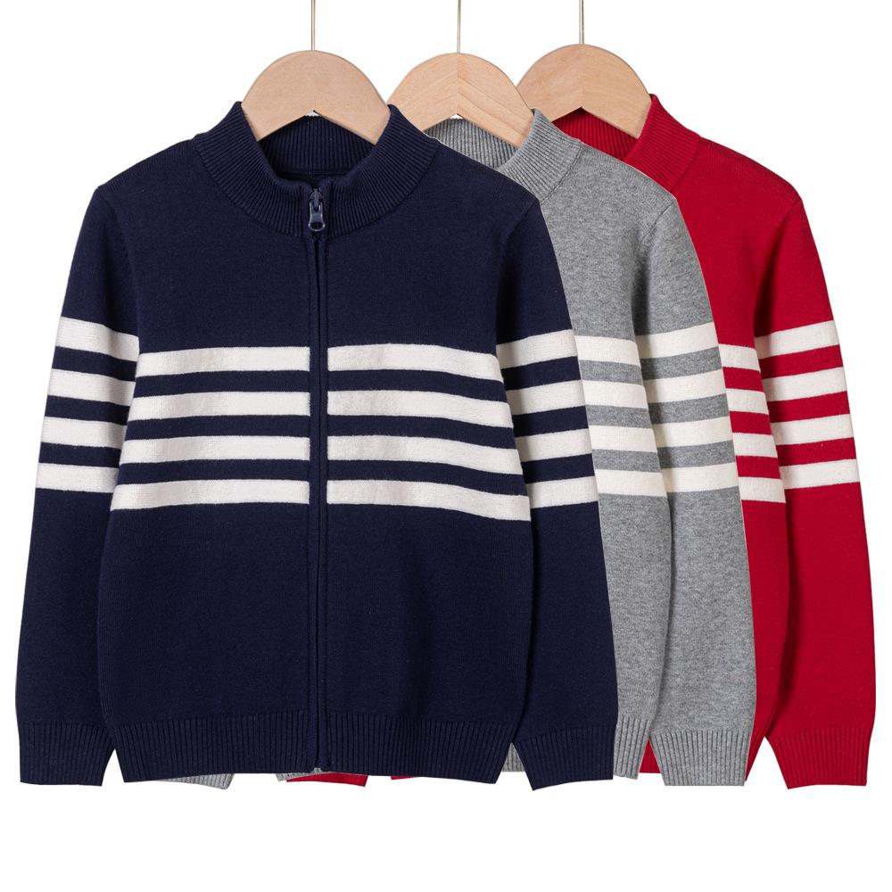 Детская одежда, воротник-стойка, молния, вязаный кардиган для мальчиков и девочек, универсальная детская куртка-свитер на весну и осень