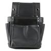 SK11 Black Nail Bag, 2-Tier, Swing Pocket Design, Reinforced Bottom, Leather-Like Fabric, Black Plated Hardware, SSL-NB-11