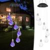 Colorful LED 6 Solar Bulbs Wind Chimes, Mobile Hanging Wind Chimes For Porch Garden Yard Balcony Decoration