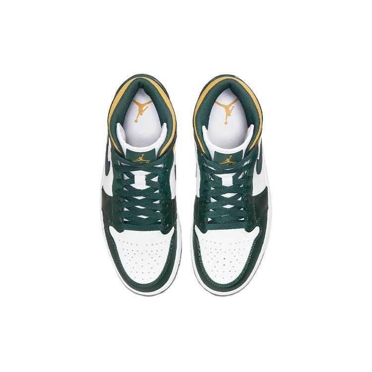 Мужские кроссовки Air Jordan 1 Mid Sonics White Noble-Green Pollen 554724-371