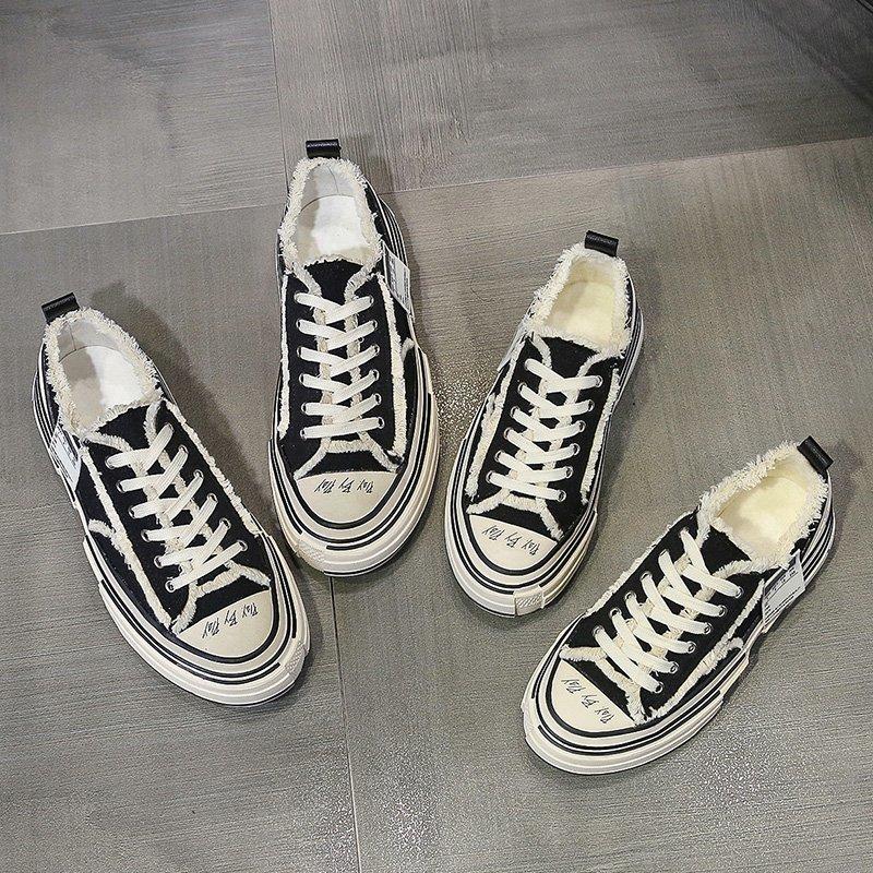 У Цзяньхао совместные парусиновые туфли того же стиля, толстоподошвенные низкие кеды, кеды для скейтборда осенние женские туфли