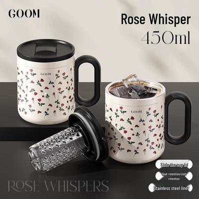 GOOM Кофейная кружка из нержавеющей стали «Шепот розы»