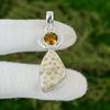 925 Sterling Silver Natural Fossil Coral Citrine Wedding Handcrafted New Pendant