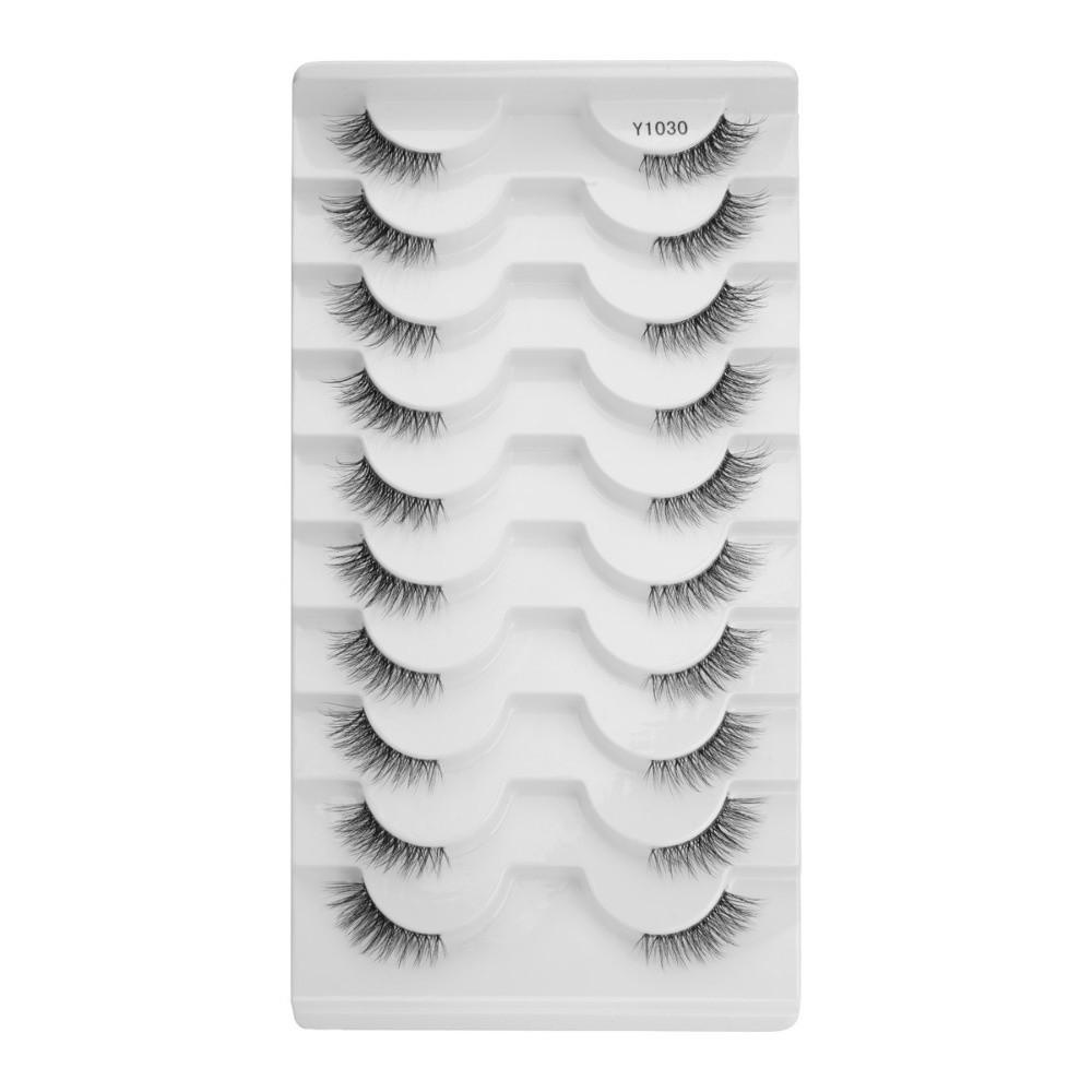 10 Pairs/Box 8-12MM Thick Fluffy False Eyelashes Black Dense Fake Eyelashes  Daily