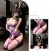 Sexy lingerie - purple lace half-support push-up push-up bra set - feminine steel support gathers to create a larger appearance