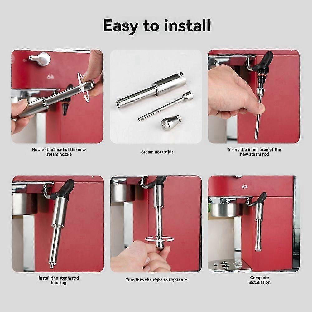 Coffee Maker Steam Nozzle Steam Wand Nozzle Stainless Steel Multiple Holes Tip Milk Foam Spout for Delonghi EC685