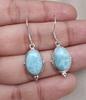 Larimar 925 Sterling Silver Dangle Earrings: Caribbean Gemstone Jewelry