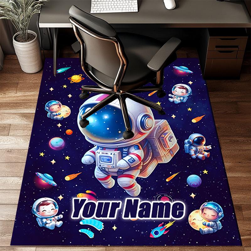 1PC Custom Name Space Adventure Journey Theme Floor Mat Ideal for Living Room, Game Rooms, Office, Bedroom Floor Mat Playful Design