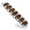 Natural Mud Crack Fossil Gemstone Handmade 925 Sterling Silver Bracelet 8" A7t36