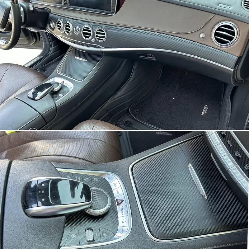 Carbon Fiber For Benz S Class W222 2014- Car Film Interior Sticker Center Console Gear Dashboard Air Door Handle Lift Panel