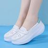 2025 Nurse Shoes Women Hollow Breathable Soft Sole Not Tired Feet Thick Sole Heightening Rocking Shoes Winter Muffin Shoes Spring and Autumn Models