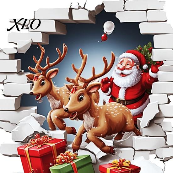 Holiday Home Decor Santa Claus Toilet Sticker, Elk And Gift Box Print, 3D Waterproof Bathroom Accessories Christmas Wall Decal, Removable PVC Sticker