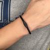 Black Leather Bracelet Men Friendship Bracelets Black Clasp Bangles Women Fashion Jewelry Birthday Gift