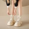 Lace-up With Laces Leather Female Short Shoes Biker Booties Comfortable and Elegant Autumn Women's Ankle Boots Trend 2024 New In