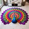 3D Peacock Pattern Plush Rug Non-Slip Backing Easy To Clean Various