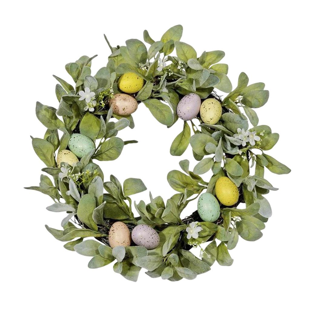 Пасхальный венок с пастельными яйцами, настенная подвесная гирлянда из искусственных зеленых листьев для вечеринки, праздничного украшения дома и сада