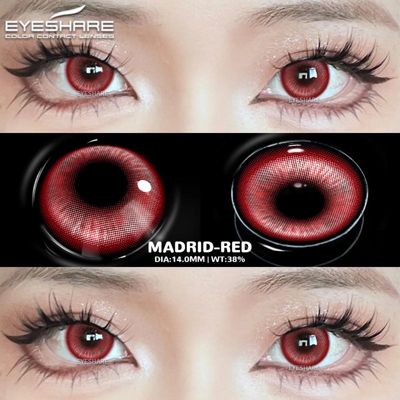 Eyeshare 1 Pair Cosplay Color Contact Lenses for Eyes Anime Accessories Pink Lense Halloween Fashion Cosmetic Pupil Eyes Lenses