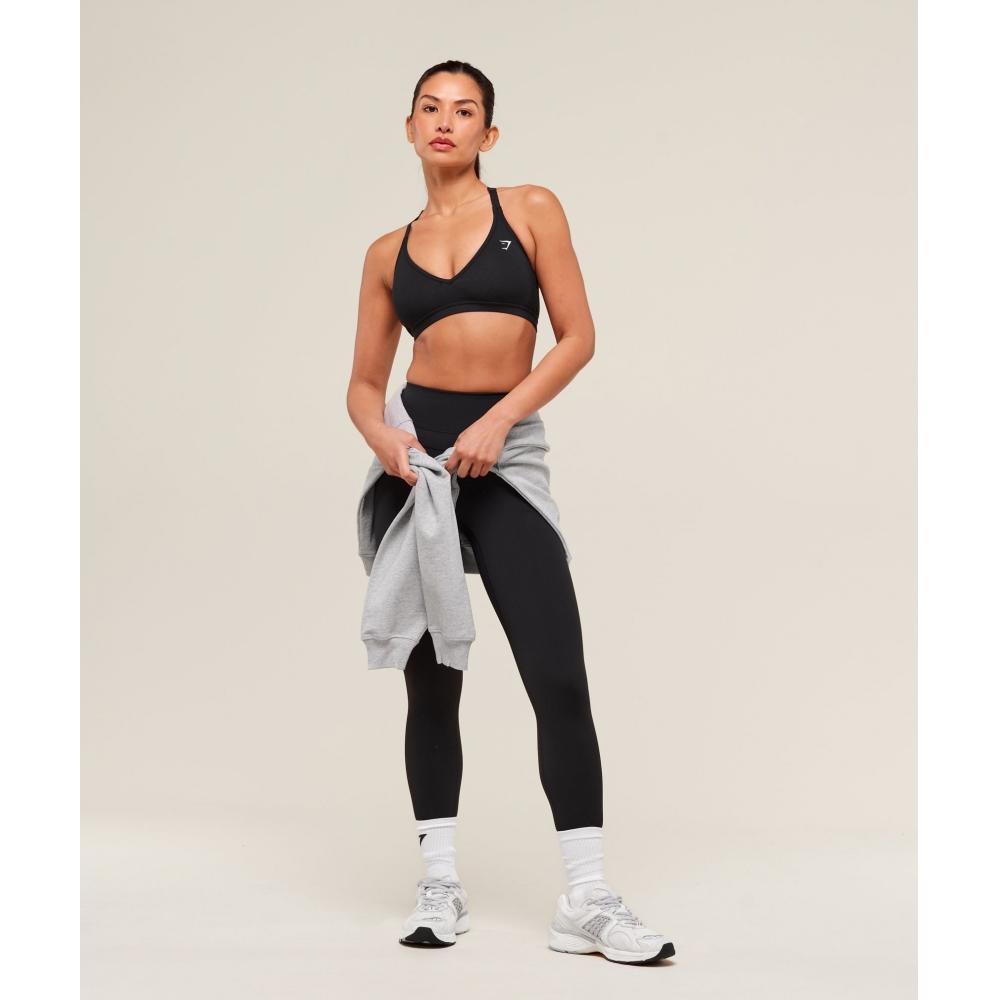 Gymshark Спортивные бюстгальтеры из хлопка с застежкой-борцовкой, черные B3b3c Bb2j