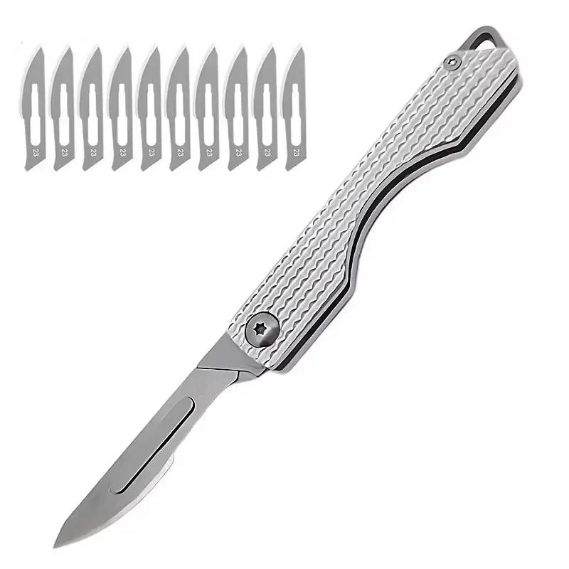 New Art Knife Outdoor Folding Keychain Small Blade Sharp High Hard Portable EDC Surgical Handle Mini Portable