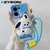 KEYSION Милый 3D мультяшный плюшевый чехол для OPPO Reno13 F 5G со шнурком, мягкий силиконовый противоударный чехол для телефона OPPO Reno 13F 5G