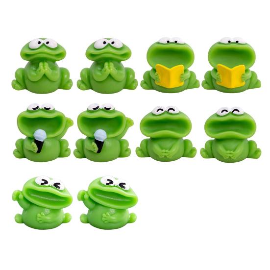 Mini Frog Figurines Cartoon Big Mouth Chorus Frog Statue for Moss Landscape Flower Pot Accessories Resin Miniature Desktop Ornament for Car Home Decor