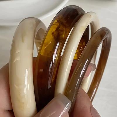 Набор из 4 элегантных ретро-браслетов - Модный и простой дизайн, Женская бижутерия, Акрил, Без покрытия или инкрустации, Подходит для повседневной носки