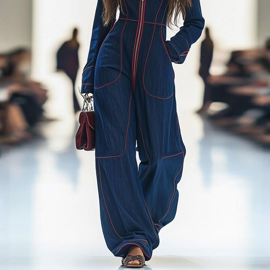 Женский облегающий повседневный комбинезон однотонной расцветки с большим карманом