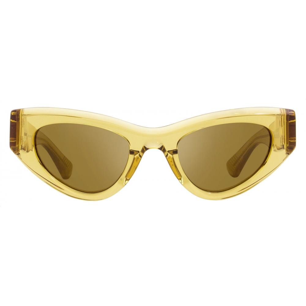 Bottega Veneta женские солнцезащитные очки «кошачий глаз» bv1142s 003 прозрачные коричневые 49 мм 003