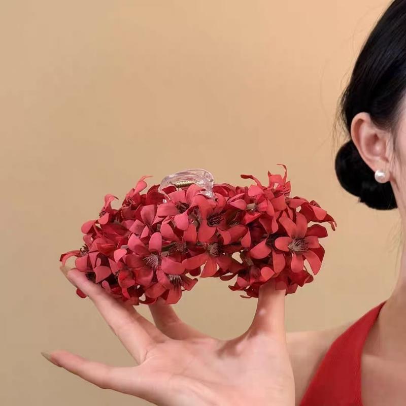 Solid Color Acrylic Hair Claw with Floral Design Perfect for Beach Vacations