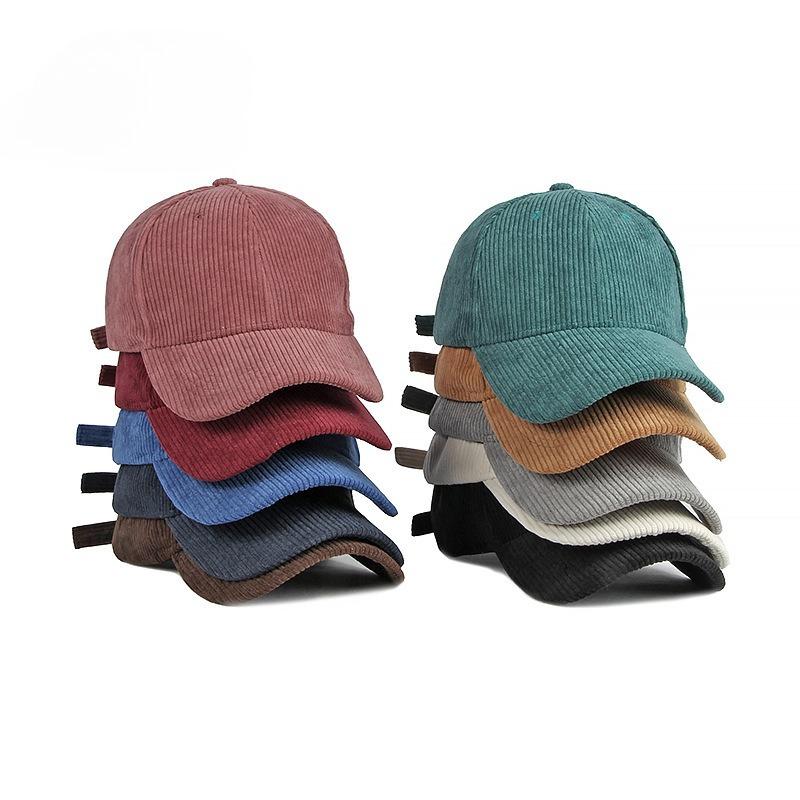 Vintage Corduroy Baseball Cap Women Men Autumn Winter Warm Solid Color Hat Korean Style Simple Adjustable Snapback Sun Cap