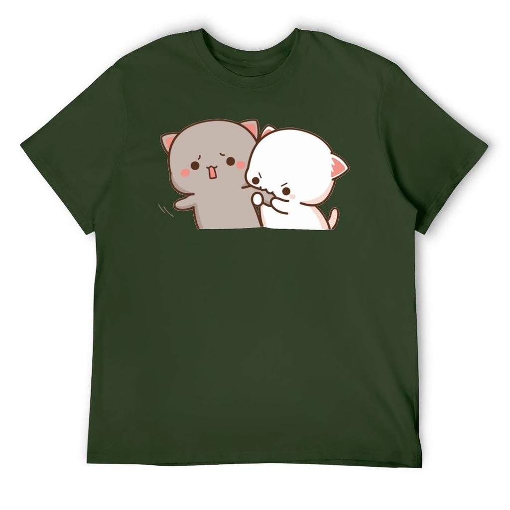 Милые футболки с героями мультфильмов Mochi Peach Cat Milk Goma для женщин унисекс, хлопковая винтажная футболка с круглым вырезом, футболки с короткими рукавами, большие размеры