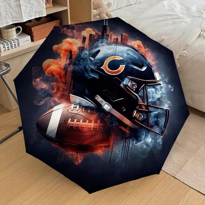 1 шт. Зонт с рисунком шлема Chicago Bears, с пластиковой ручкой, подходит для всех сезонов, для дома, путешествий, на открытом воздухе, DD451