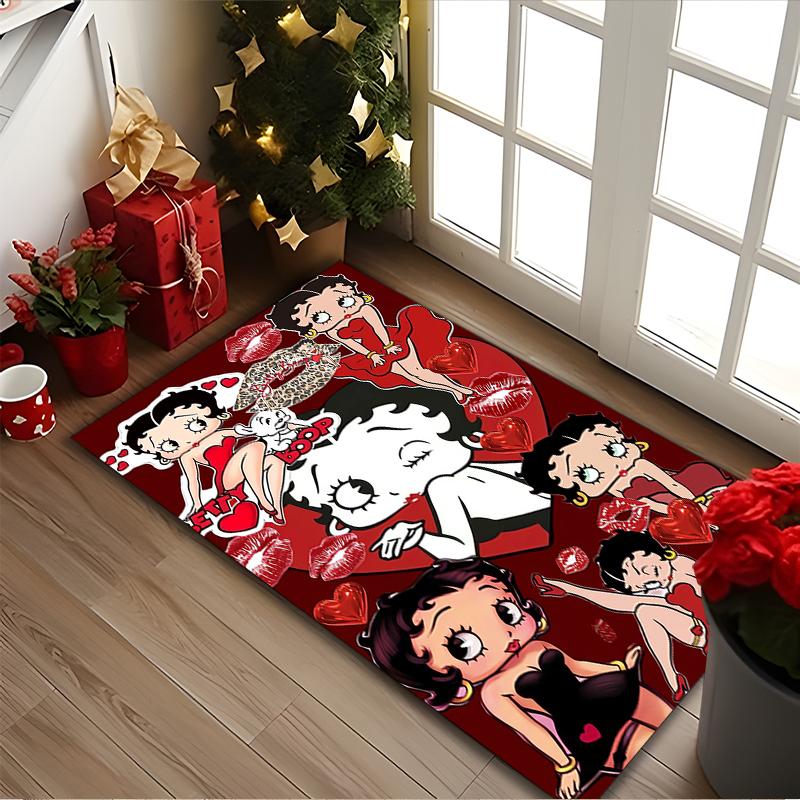Betty Boop Print Area Rug, Multi-functional Office Chair Sofa Carpet, Easy Clean Carpet for Home and Living Spaces