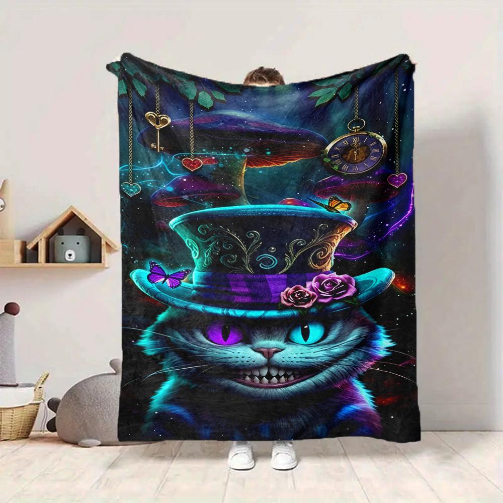 1Pc Alice Wonderland Party Blanket Soft And Comfortable Casual Warm Camping Travel Christmas Halloween Xmas Gift M924523