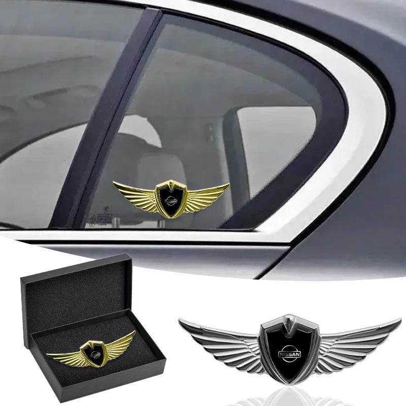 1PCS 3D Metal Wings Badge Car Side Marker Window Trunk Sticker Decal For Nissan X-trail Almera Qashqai Tiida Car Accessories