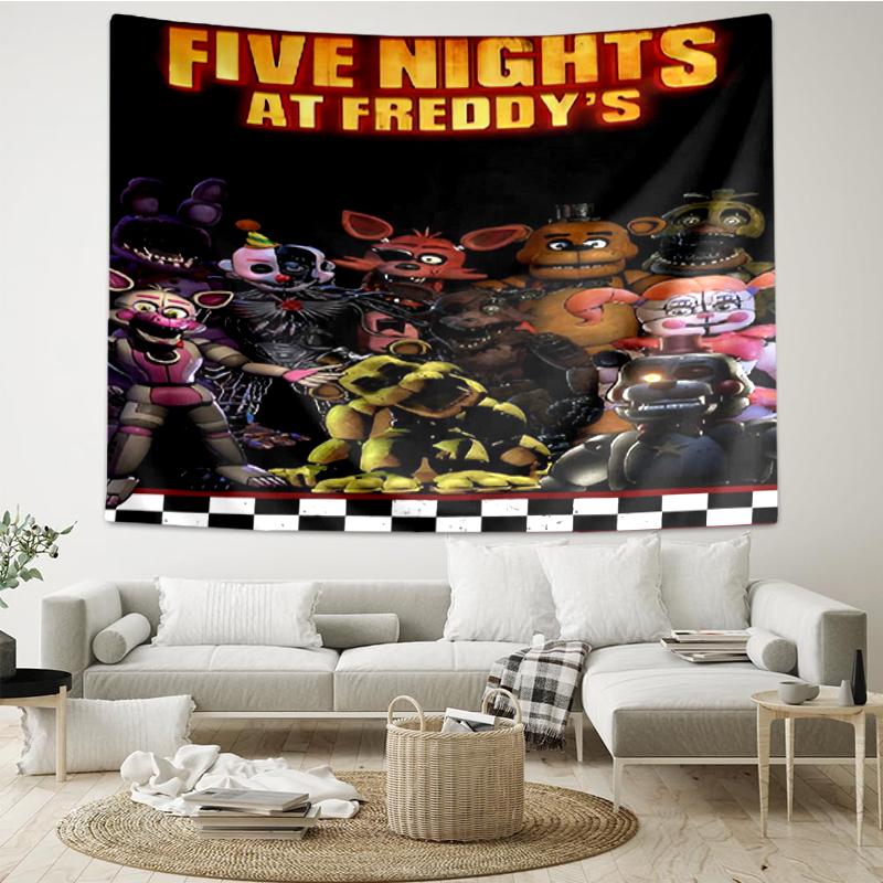 Freddy Print Tapestry, Backdrop, Easy Setup, Ideal for Bedroom, Office & Living Room, with Aesthetic Wall Hanging Decor.