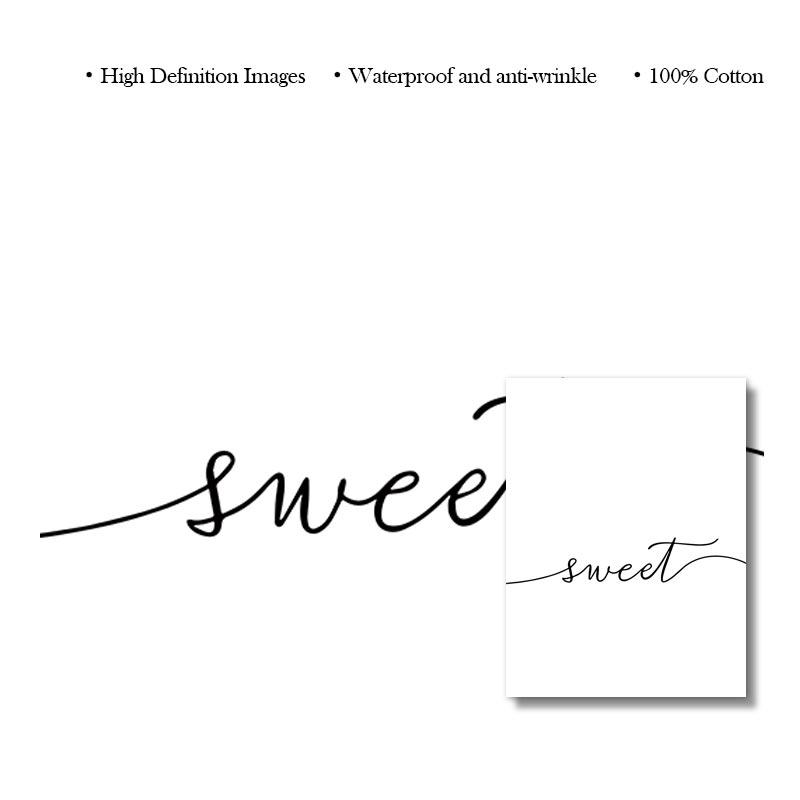 Черный, белый цвет, сладкое сердце, мечта, холст, постер, текст, цитаты, принт, скандинавский минималистичный настенный художественный рисунок, современный декор для спальни, изображение