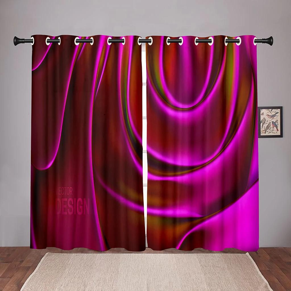 Render Abstract Art Wavy Blackout Window Curtain for Bedroom Living Room Bathroom Kicthen Door Hall Home Hook High Shading New