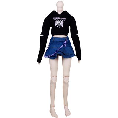 ЕВА BJD 13 BJD Одежда для куклы 13 BJD Детская одежда 60 см Набор модной куклы 22"-24" Сферическая SD кукла Черный свитер Джинсовая юбка