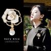 Trendy Camellia Pearl Pendant Brooch Temperament Circle Leaf Wreath Butterfly Collar Pins For Women Wedding Party Jewelry