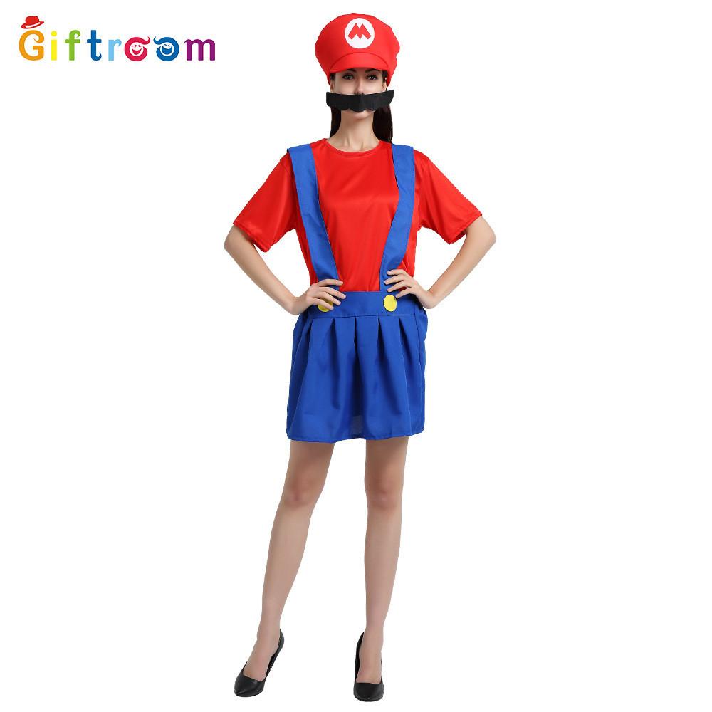 Взрослый костюм-платье Супер Марио для женщин. Идеально подходит для вечеринок на Хэллоуин и косплей-мероприятий.