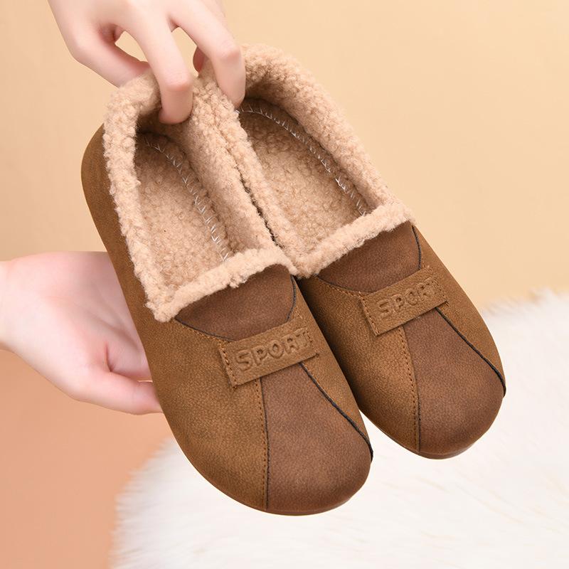 Модные слипоны в форме боба, повседневные, с флисом и утолщенным хлопком