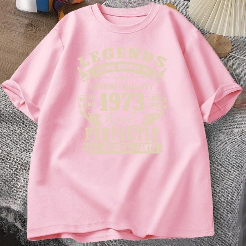 Summer Women SINCE 1973 T Shirt Funny Printed Tshirt Loose Cotton Comfortable Round Neck Short Sleeved T Shirt Fathers Day Tee