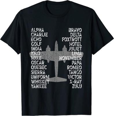 Футболка унисекс с фонетическим алфавитом «Пилот самолета» «Летающая авиация»
