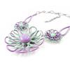 [I5360] - Designer Necklace 'Marguerite' Green Purple
